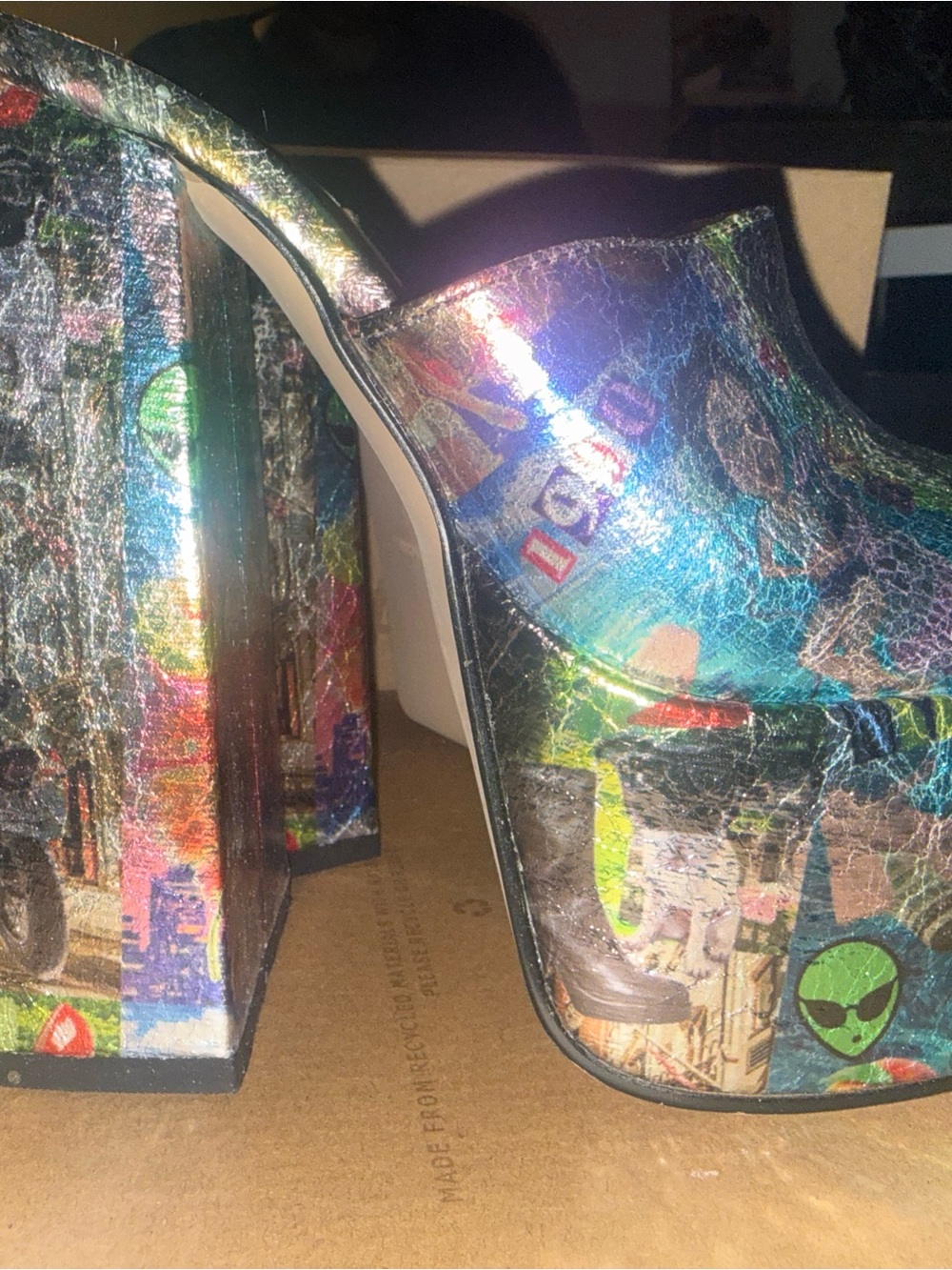 Steve Madden Iridescent Multi-Color Platform Mules